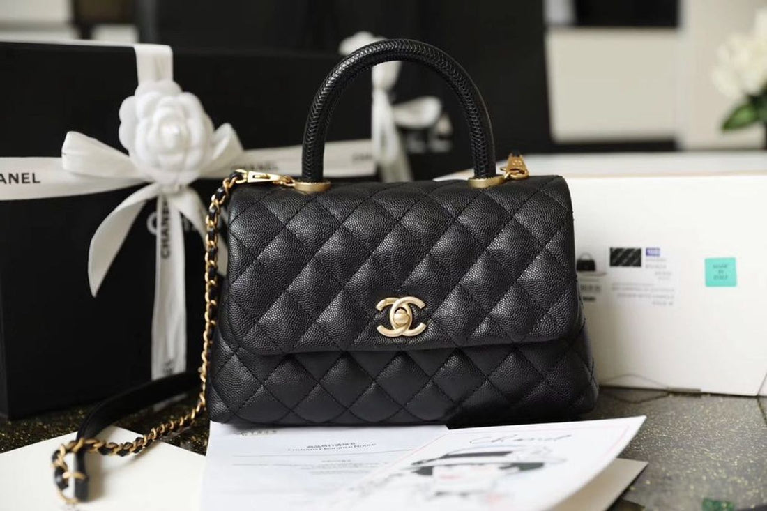 CHLMedium Flap Bag With Top Handle Black For Womtlm, Womtlm’s Handbags, Shoulder And Crossbody Bags 9in/23cm A92990