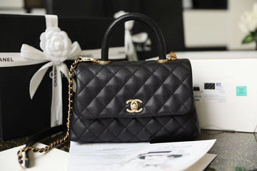 CHLMedium Flap Bag With Top Handle Black For Womtlm, Womtlm’s Handbags, Shoulder And Crossbody Bags 9in/23cm A92990