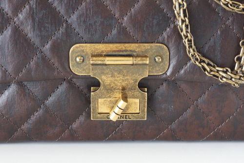 Chanel Bag Medium Double Flap Brown Distressed Leather Antique Brass