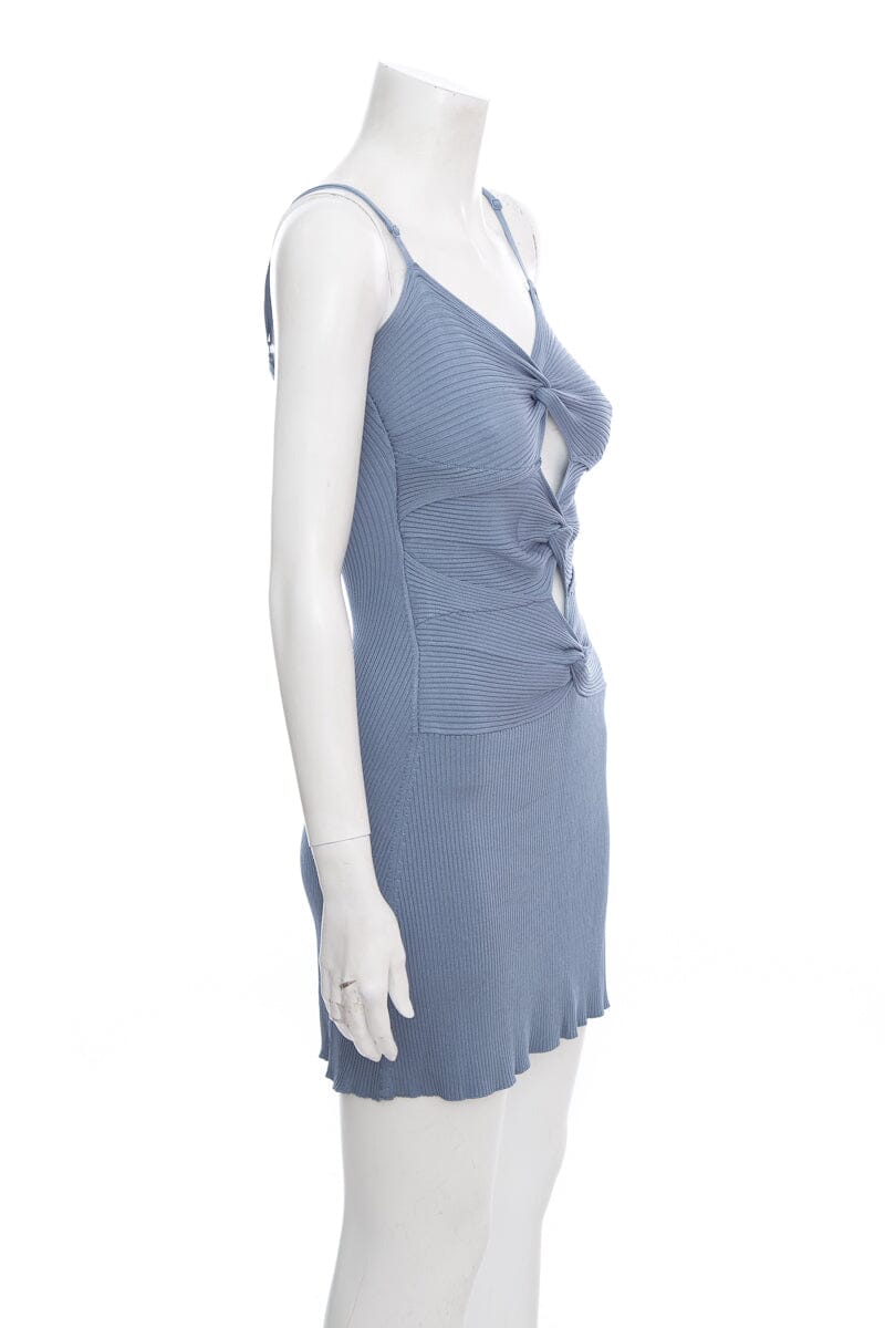 Cult Gaia Blue Ribbed Mini Dress SZ M