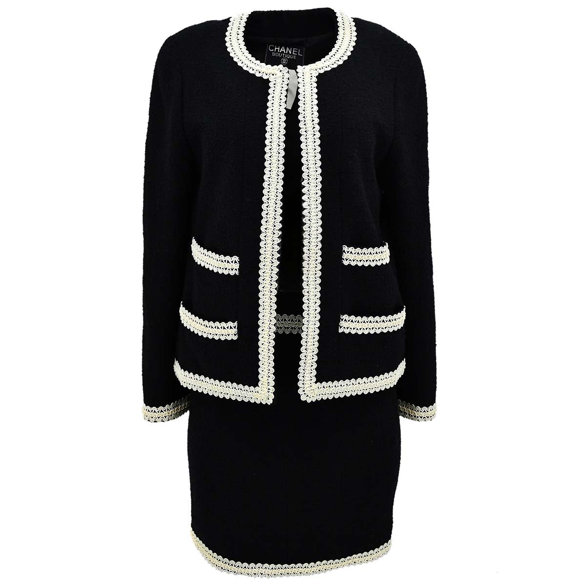 Chanel Setup Suit Jacket Skirt Black 94P #40