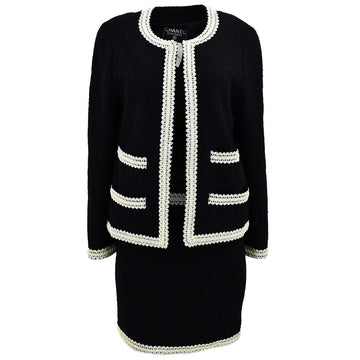 Chanel Setup Suit Jacket Skirt Black 94P #40