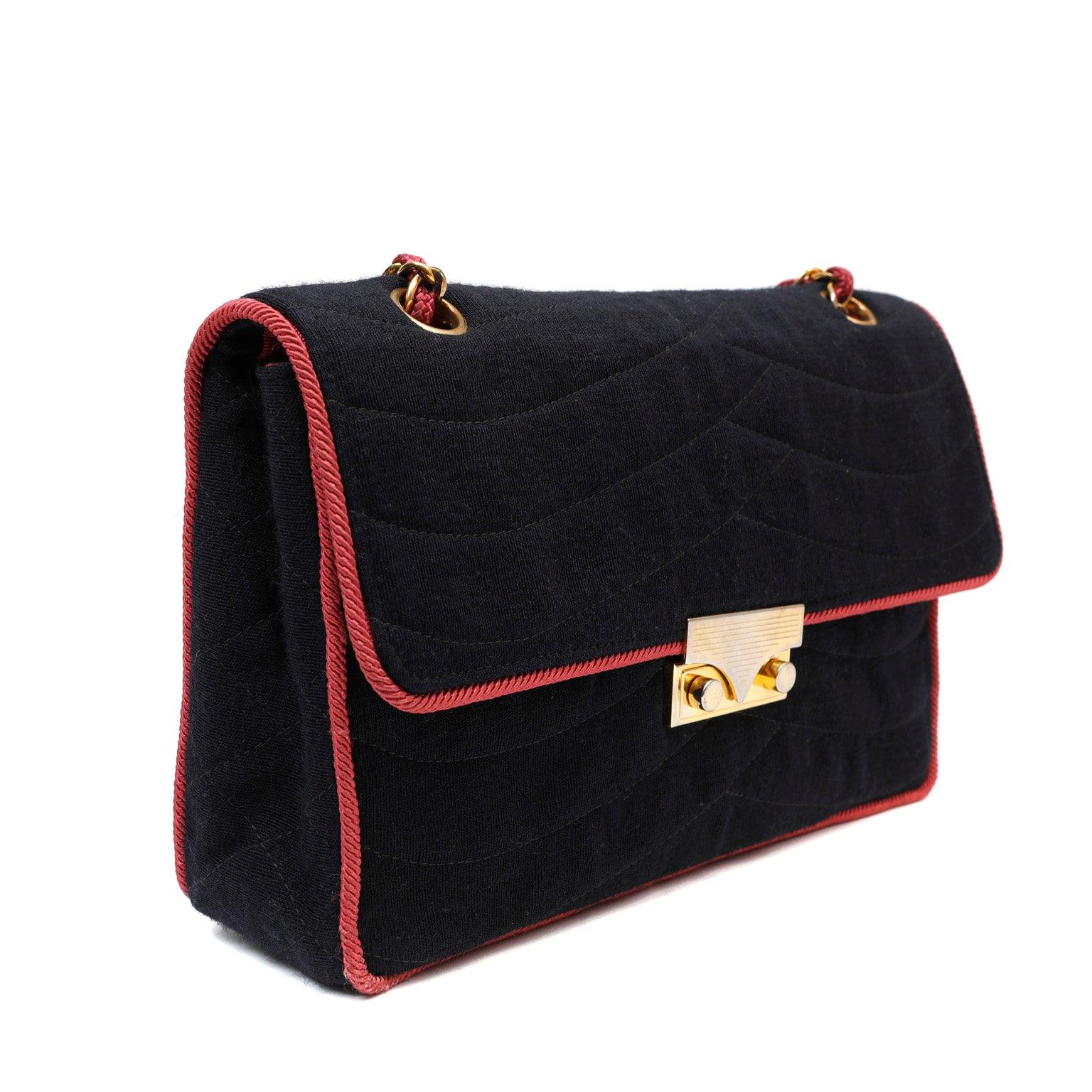 Chanel Vintage COCO Chanel Navy/Pink Cloth w/ Gold Hardware