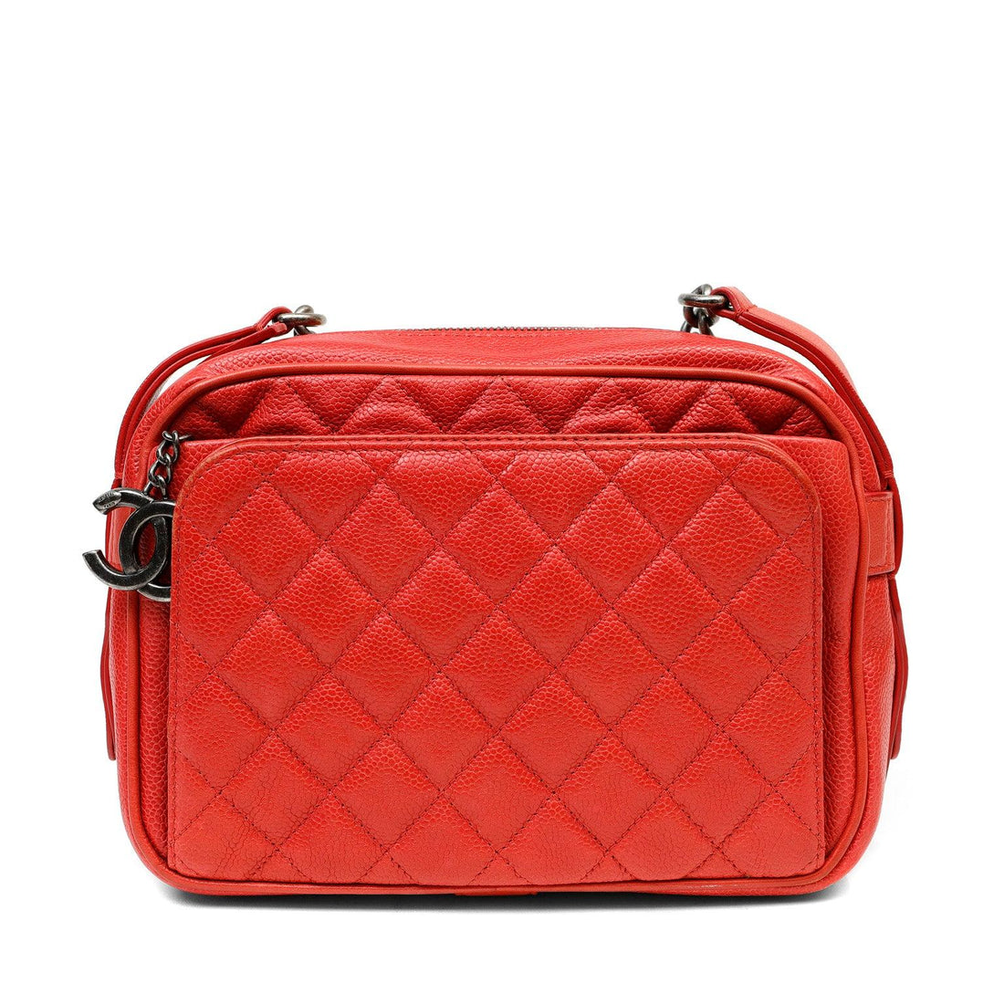 Chanel Bright Red Caviar Crossbody w/ Gunmetal Hardware
