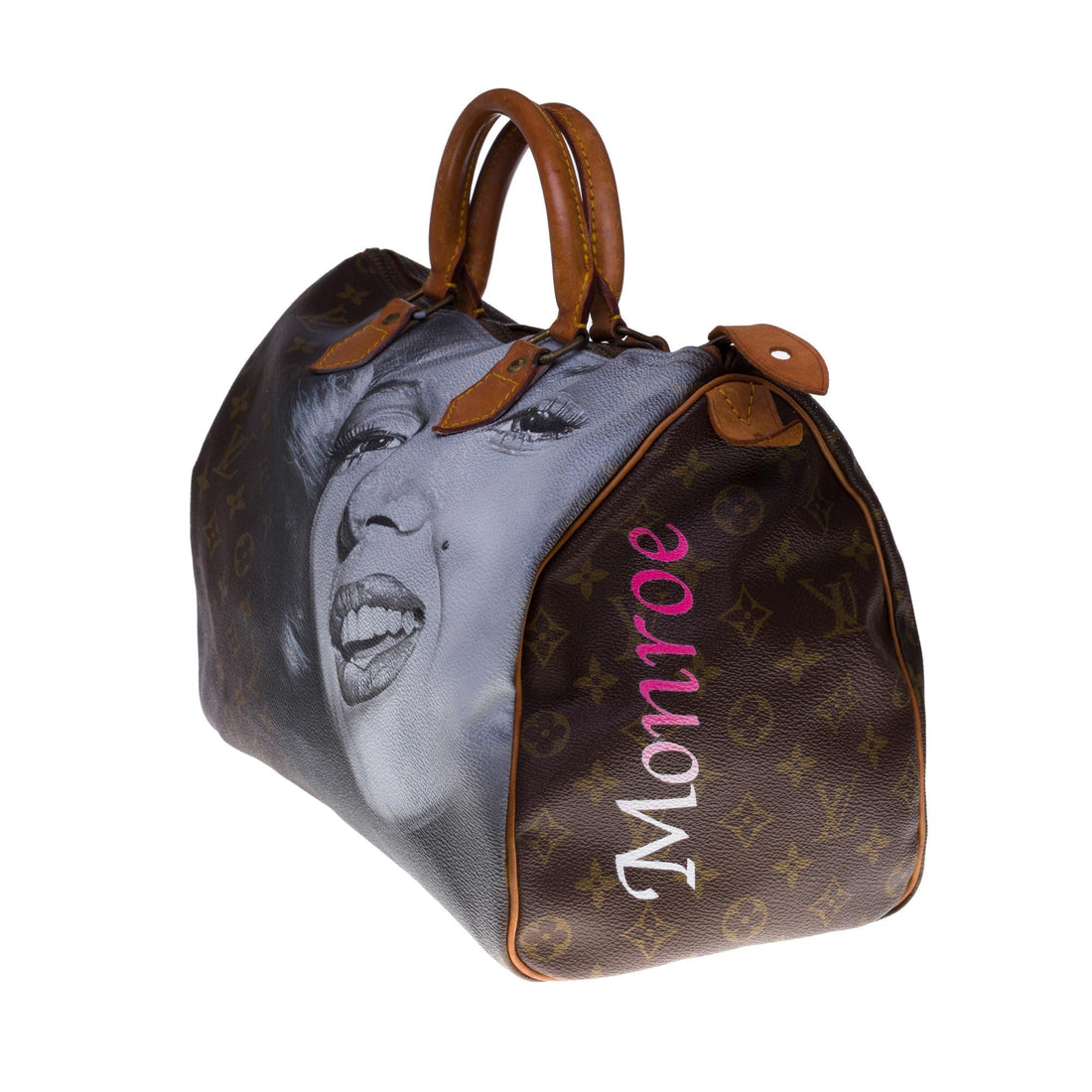 LOUIS VUITTON Customized Speedy 35 "Marilyn Monroe" handbag in Monogram canvas