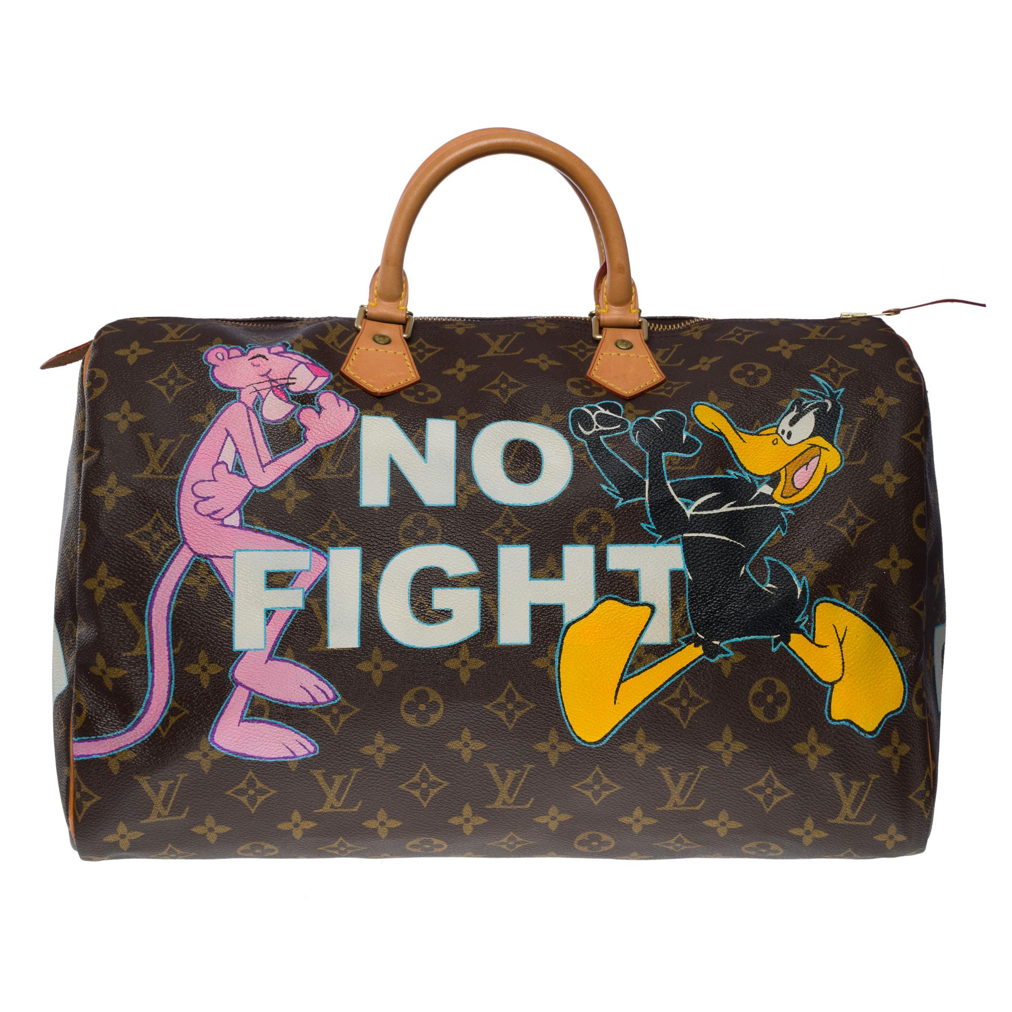 LOUIS VUITTON "Keep Cool" Customized Speedy 40 handbag in brown Monogram canvas
