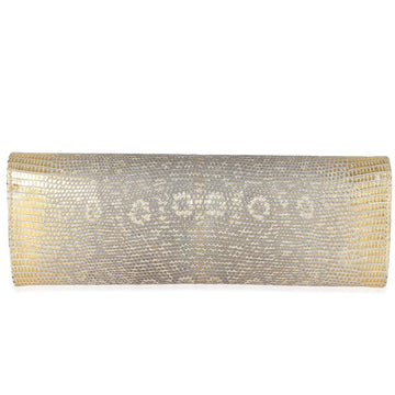 CHANEL Vintage Gold Lizard Tube Flap Clutch