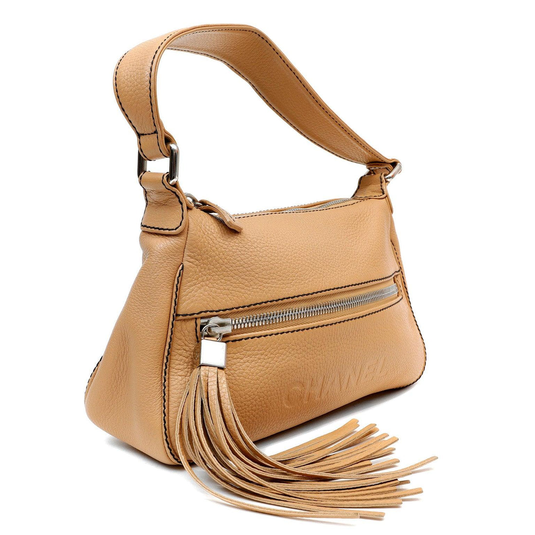 Chanel Beige Pebbled Leather LAX Shoulder Bag