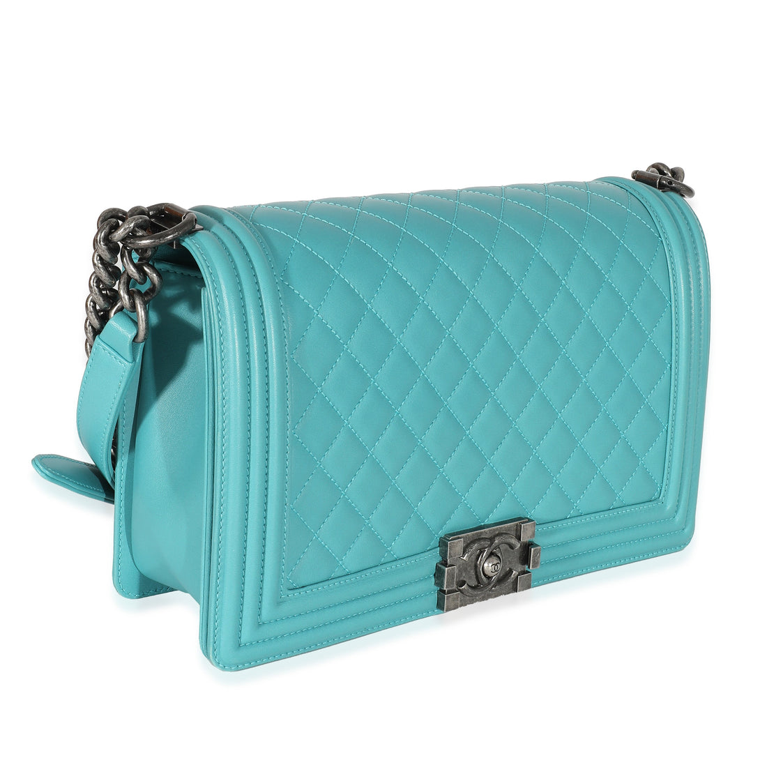 CHANEL Aqua Quilted Lambskin New Medium Boy Bag