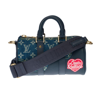 LOUIS VUITTON BRAND NEW-Limited edition keepall XS strap in blue denim by Nigo