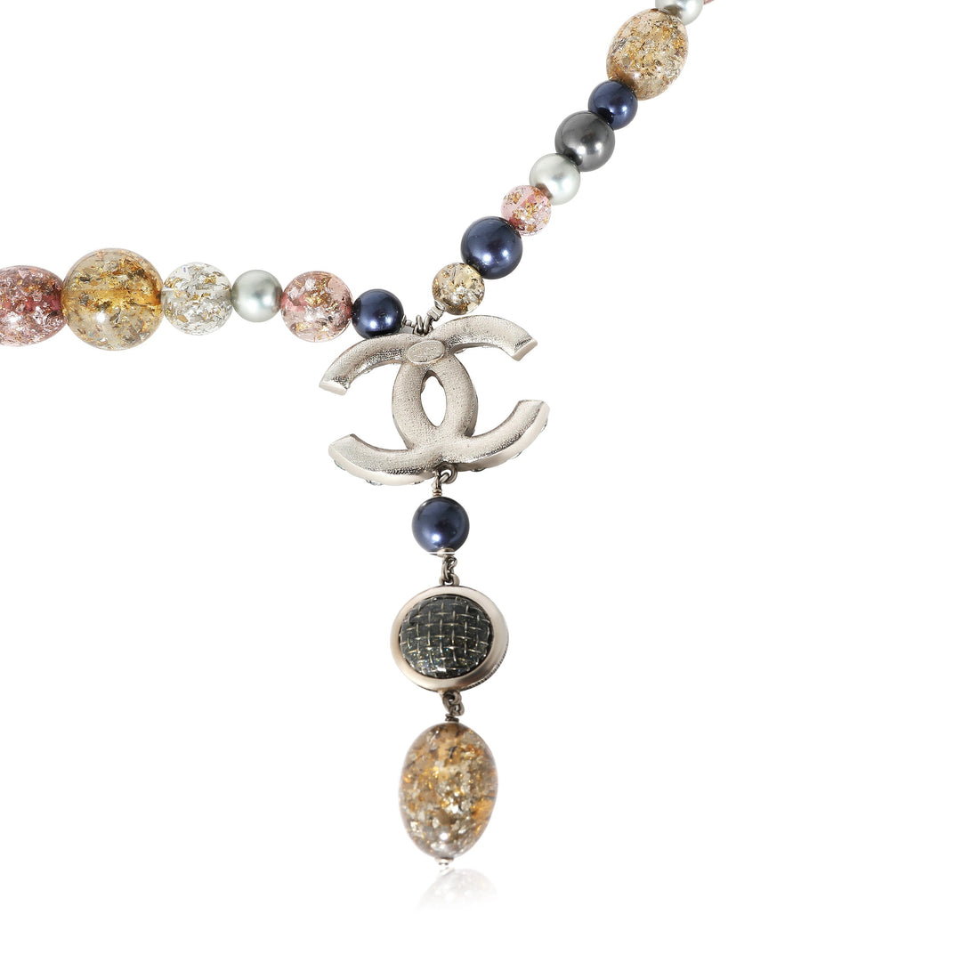 CHANEL Silver Tone 2006 CC Rhinestone, Faux Pearls & Beads Necklace