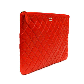 Chanel Red Quilted Lambskin Classic Large O Case