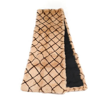 Chanel Beige Black Diamond Pattern Mink Scarf