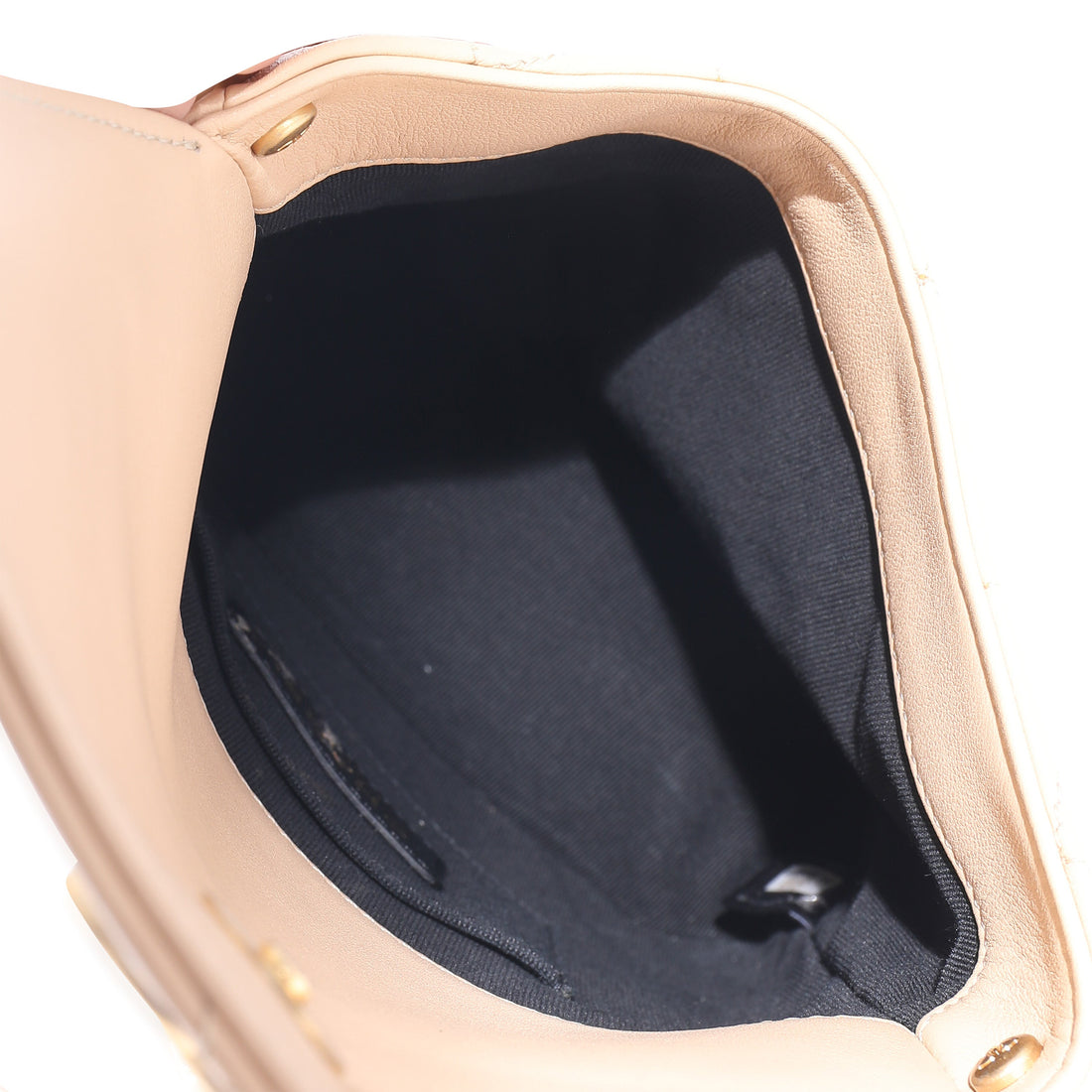 CHANEL Beige Quilted Calfskin Small Pearl Chain Hobo