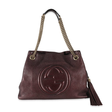 GUCCI Metallic Purple Pebbled Calfskin Soho Chain Tote