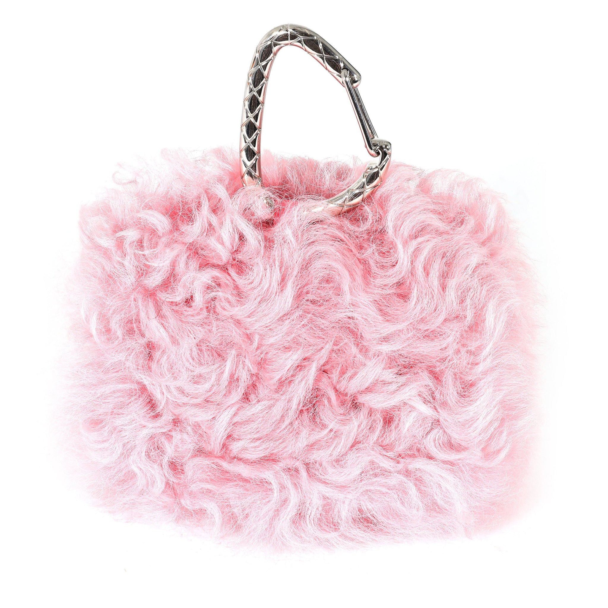 CHANEL Pink Shearling Lambskin Jewel Hook Card Holder