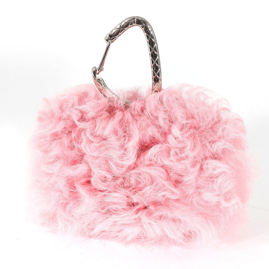 CHANEL Pink Shearling Lambskin Jewel Hook Card Holder