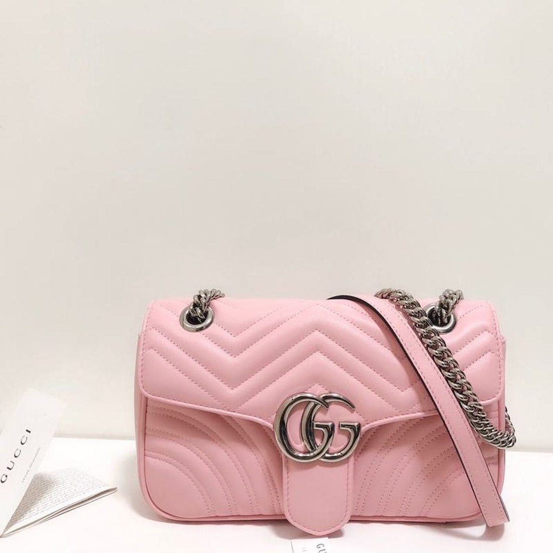 gg Marmont Small Matelassé Shoulder Bag Dusty Pink Matelassé Chevron For Womtlm 10in/26cm gg ?443497 DTDIT 5729
