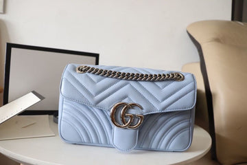gg Marmont Small Matelassé Shoulder Bag Blue Sky For Womtlm 10in/26cm gg 443497