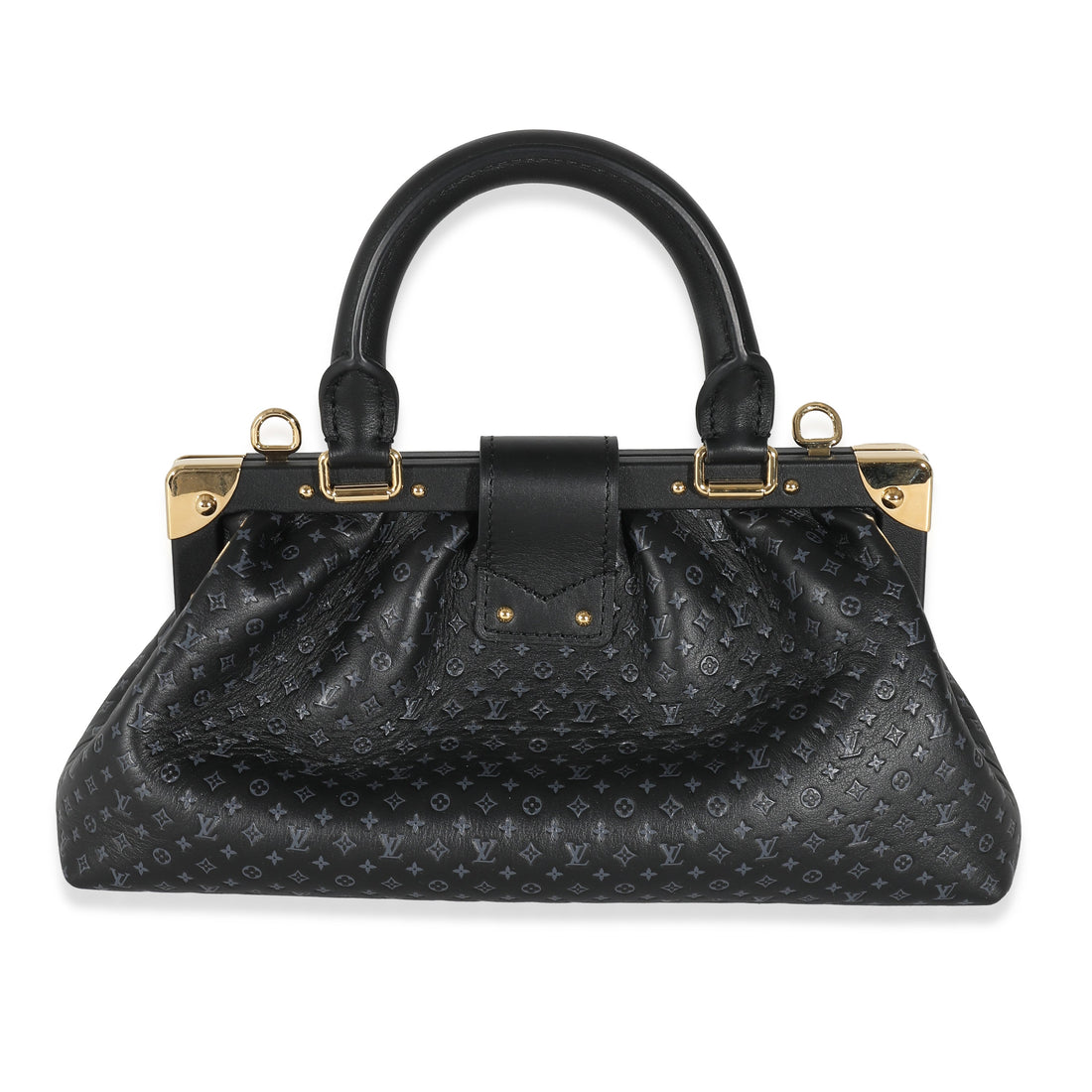 LOUIS VUITTON Black Embossed Calfskin Nanogram Clutch