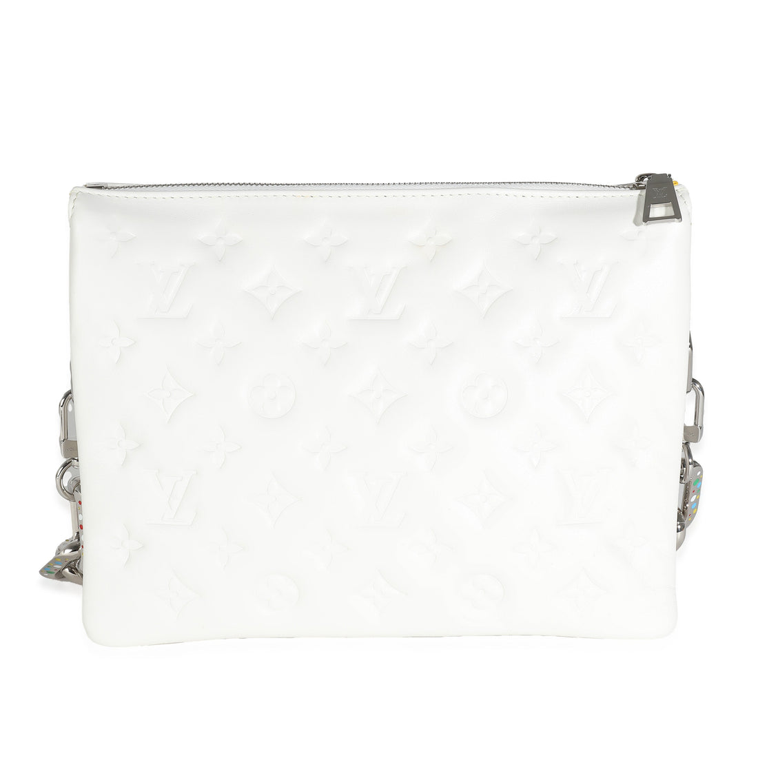 LOUIS VUITTON x YK White Monogram Embossed Puffy Lambskin Coussin PM