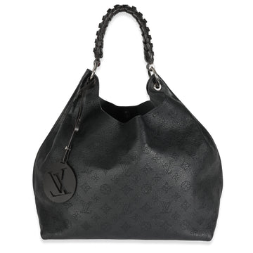 LOUIS VUITTON Black Monogram Mahina Carmel Hobo