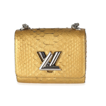 LOUIS VUITTON Metallic Gold Python Twist PM
