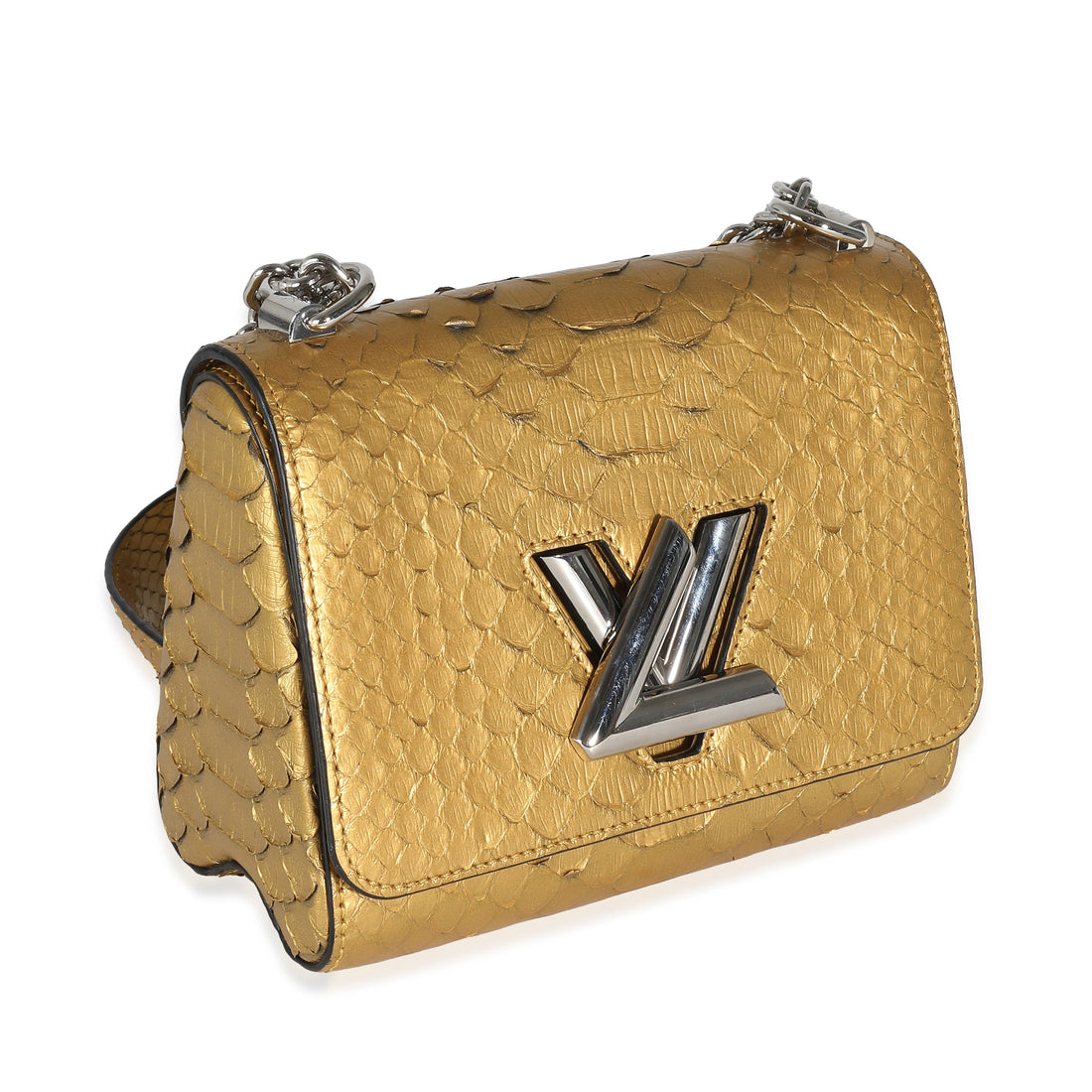 LOUIS VUITTON Metallic Gold Python Twist PM