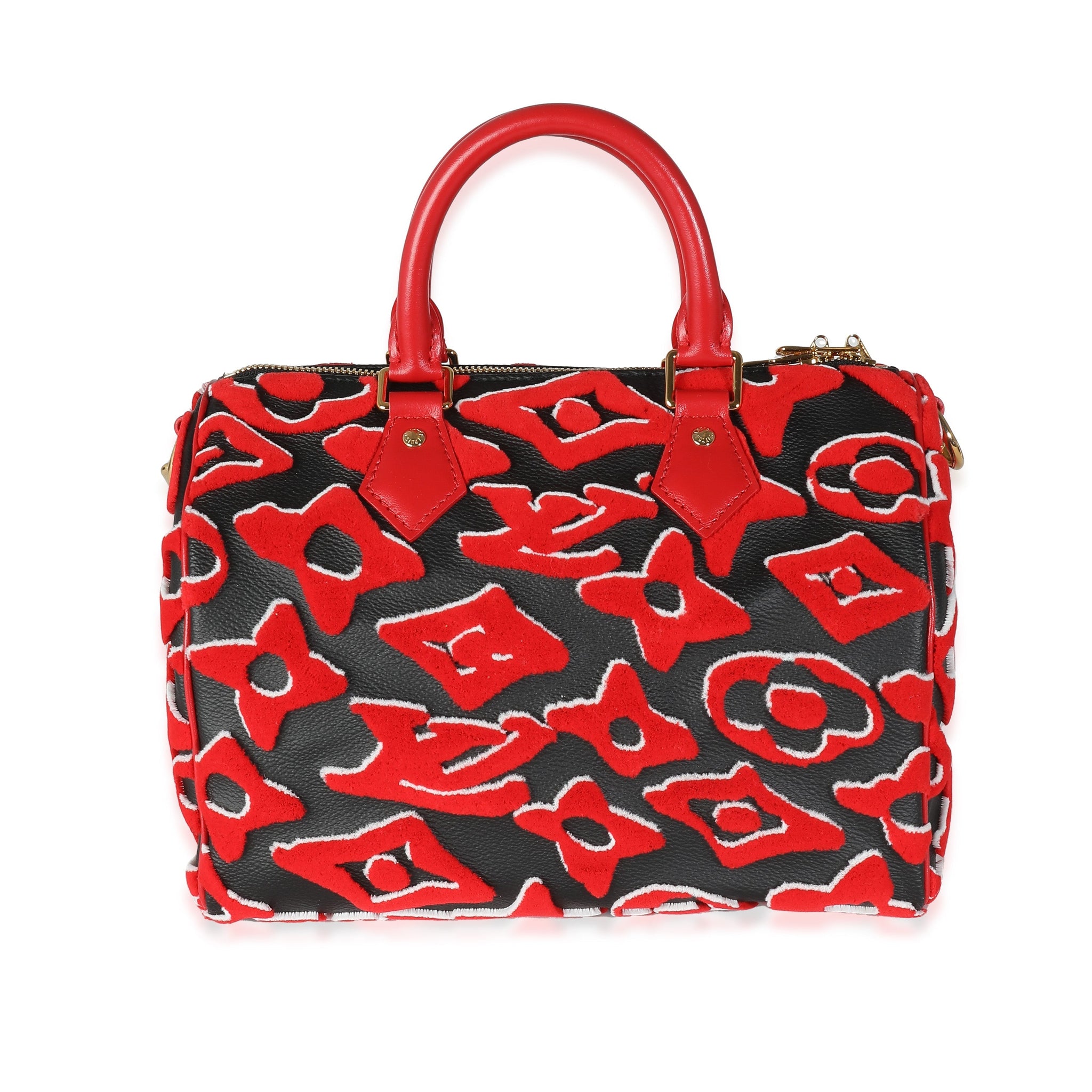LOUIS VUITTON x UF Black Red Tufted Monogram Speedy Bandouliere 25