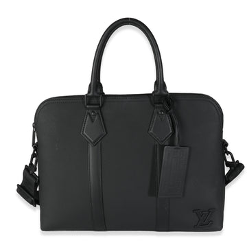 LOUIS VUITTON Black Calfskin Aerogram Takeoff Briefcase