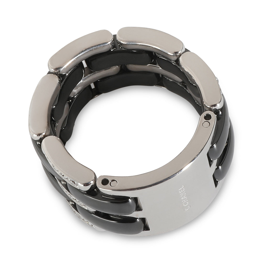 CHANEL Ultra Diamond Ring With Black Ceramic in 18KT White Gold 0.37 CTW