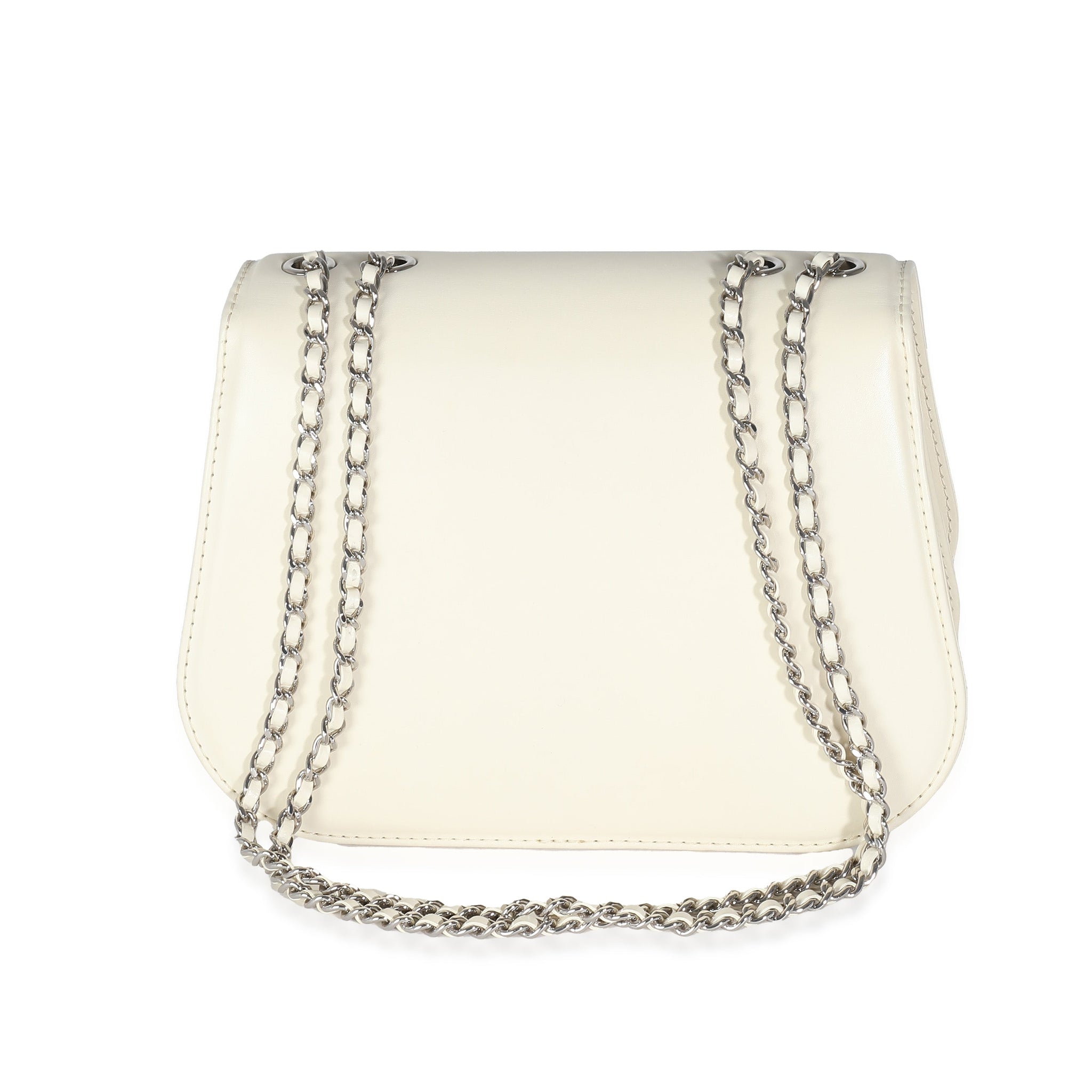 CHANEL White Calfskin Small Braided Chain Chic Flap Bag