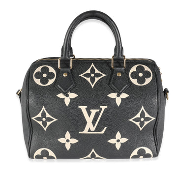 LOUIS VUITTON Black Beige Monogram Empreinte Speedy Bandouliere 25