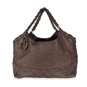 CHANEL Brown Distressed Caviar Coco Cabas XL Tote