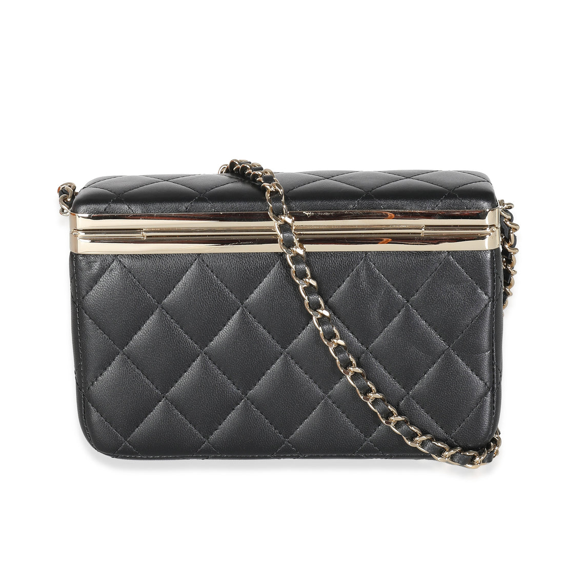 CHANEL 23S Black Quilted Lambskin Vanity Case With Chain