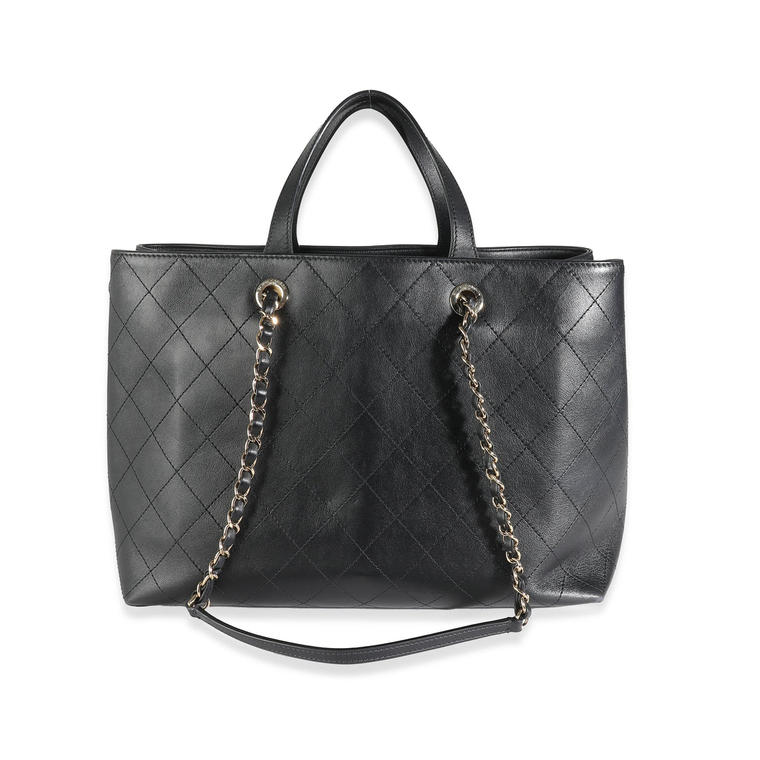 CHANEL Black Quilted Calfskin Large Serial Shopper Tote