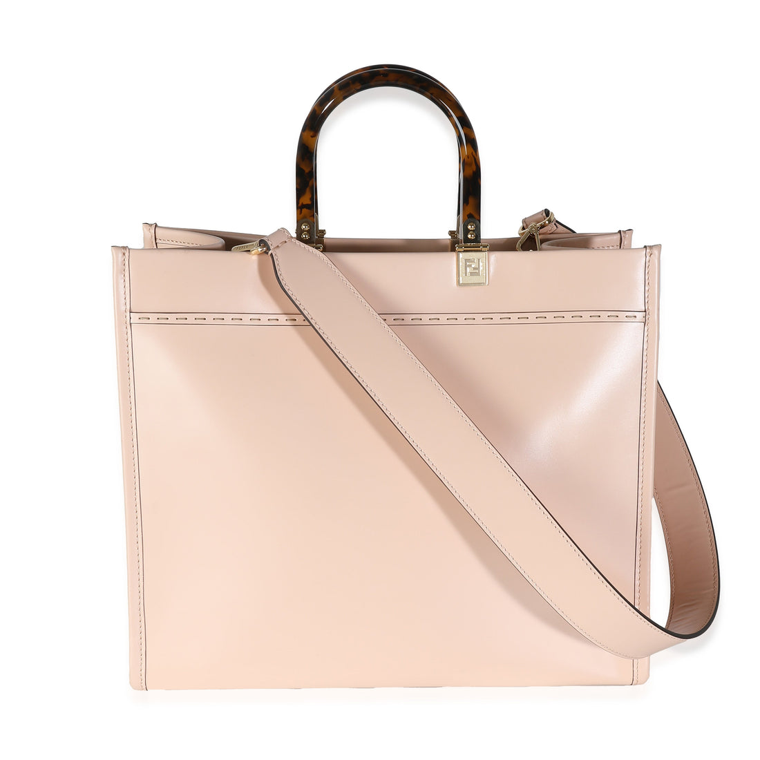 FENDI Light Rose Vitello King Plexiglass Medium Sunshine Shopper Tote