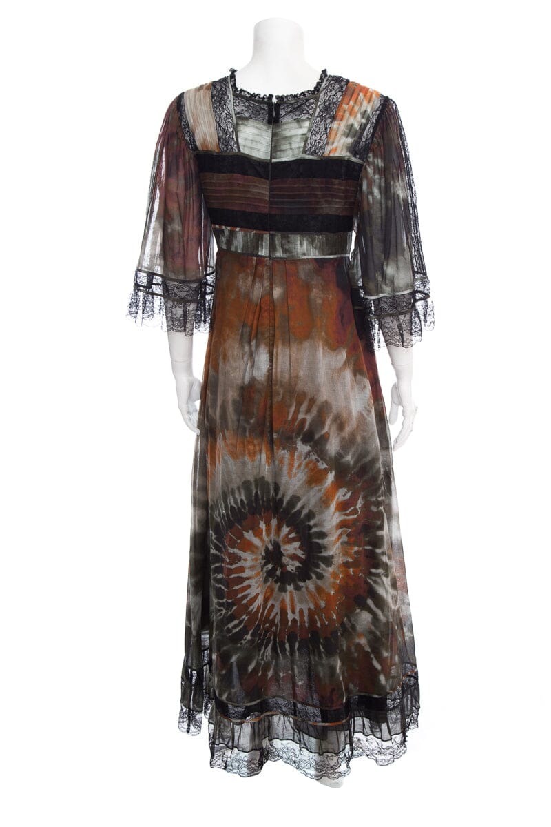 Valentino Multicolor Tie-Dye Lace Detail Dress SZ M