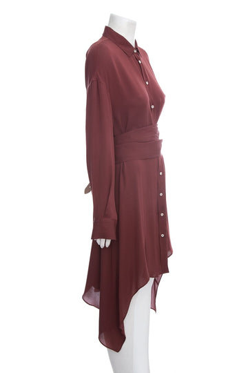 Brunello Cucinelli Silk Wine Color Dress SZ XL