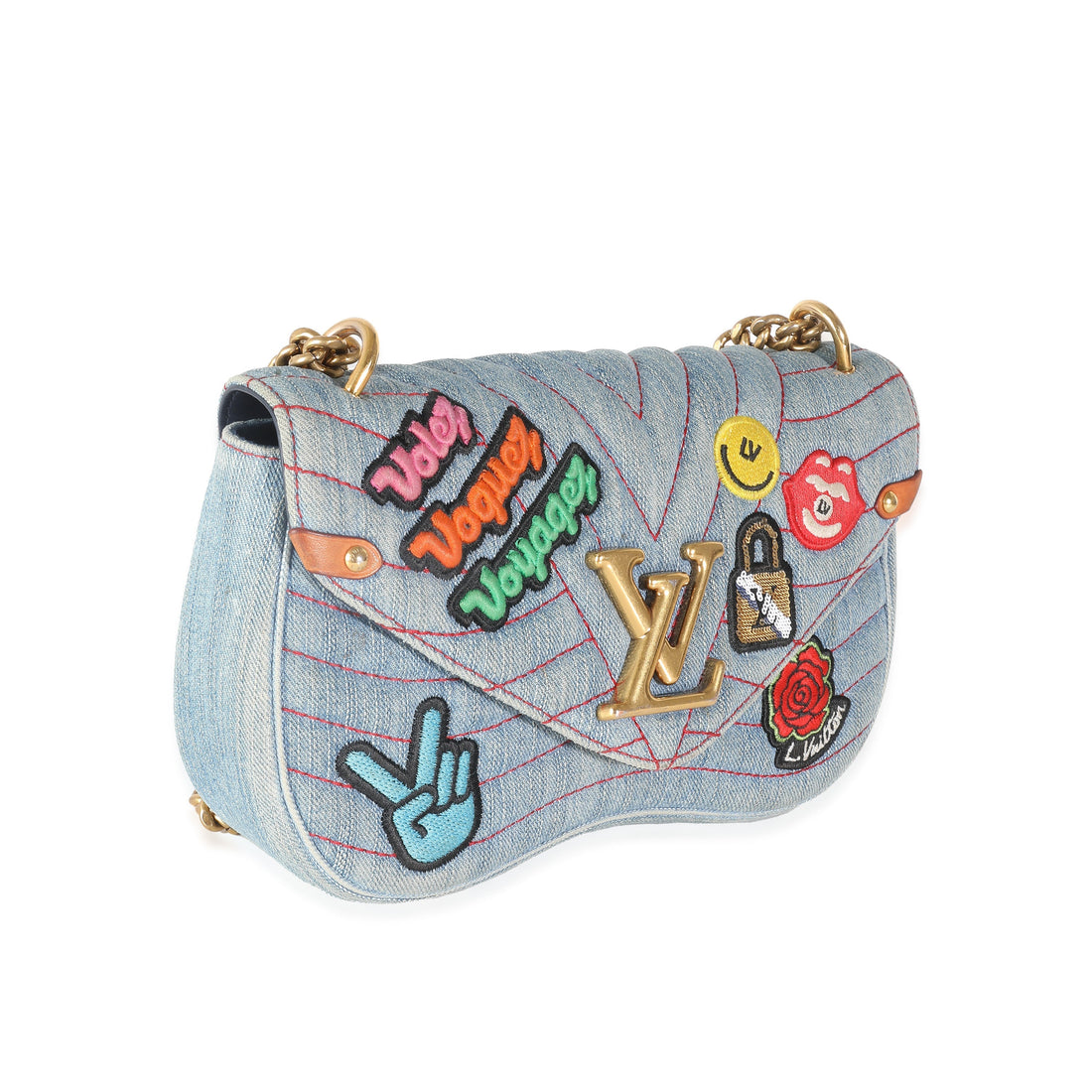 LOUIS VUITTON Blue Denim Patches New Wave Chain MM