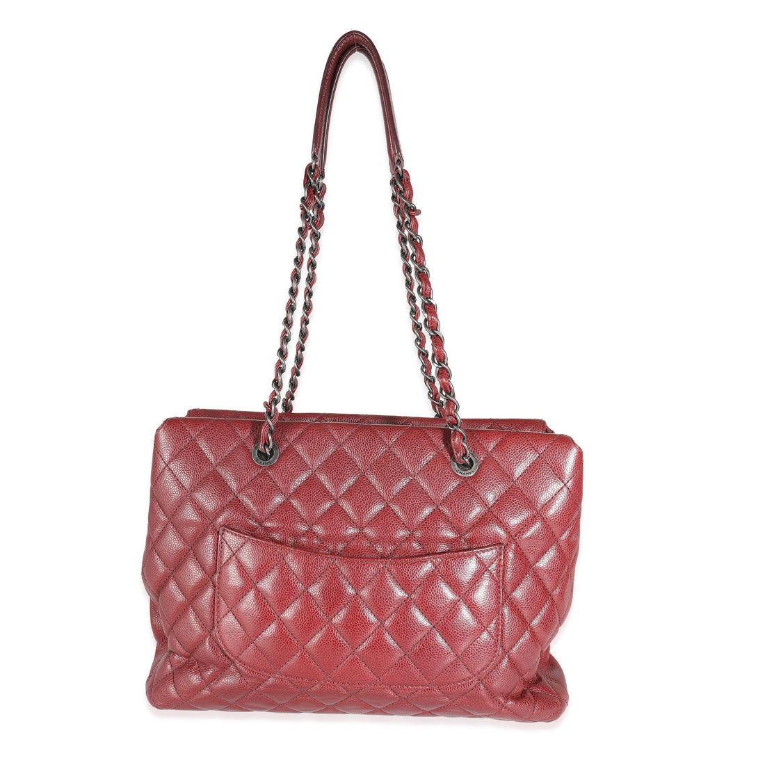 CHANEL Burgundy Quilted Caviar Large City Shopping Tote