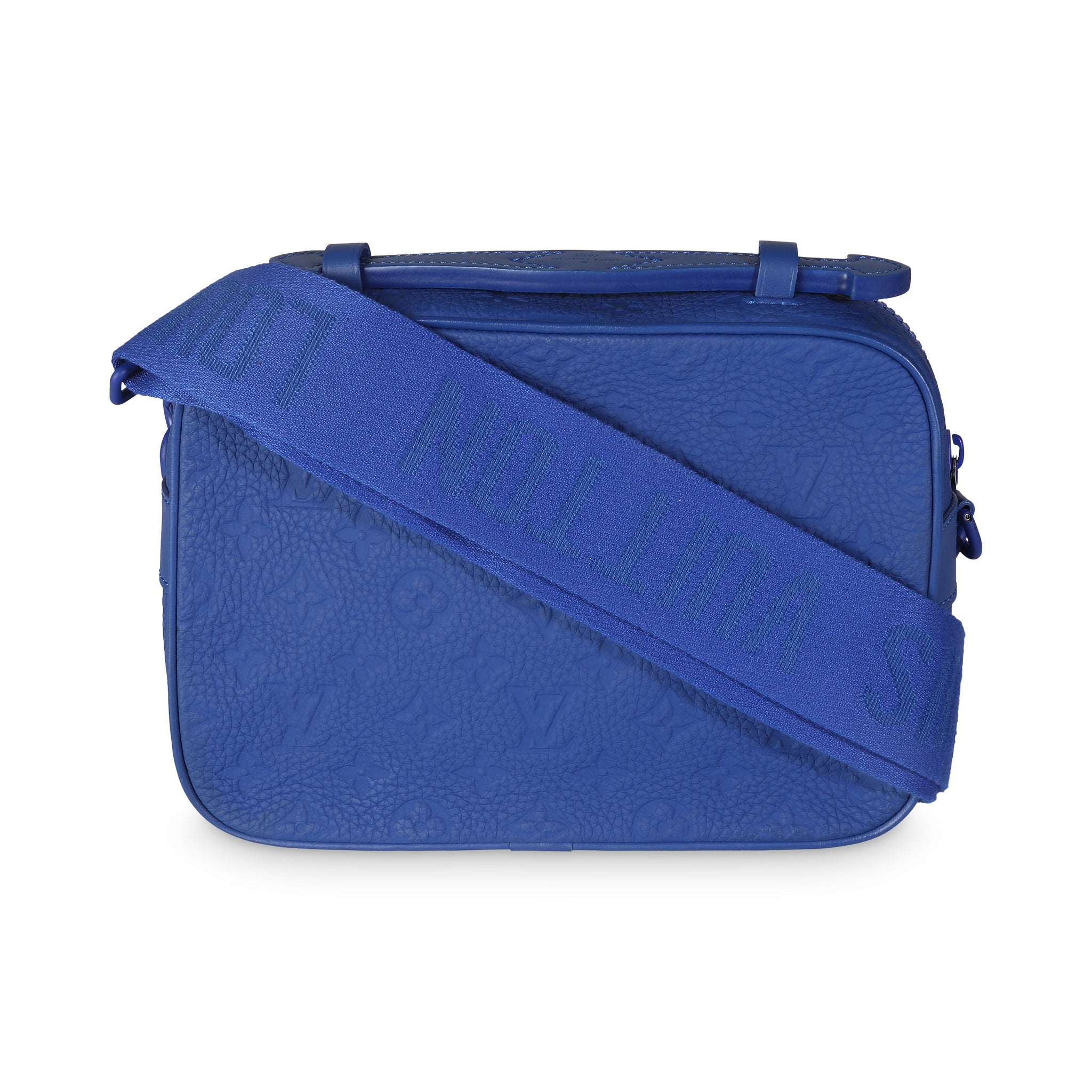 LOUIS VUITTON Blue Taurillon Monogram S Lock Messenger