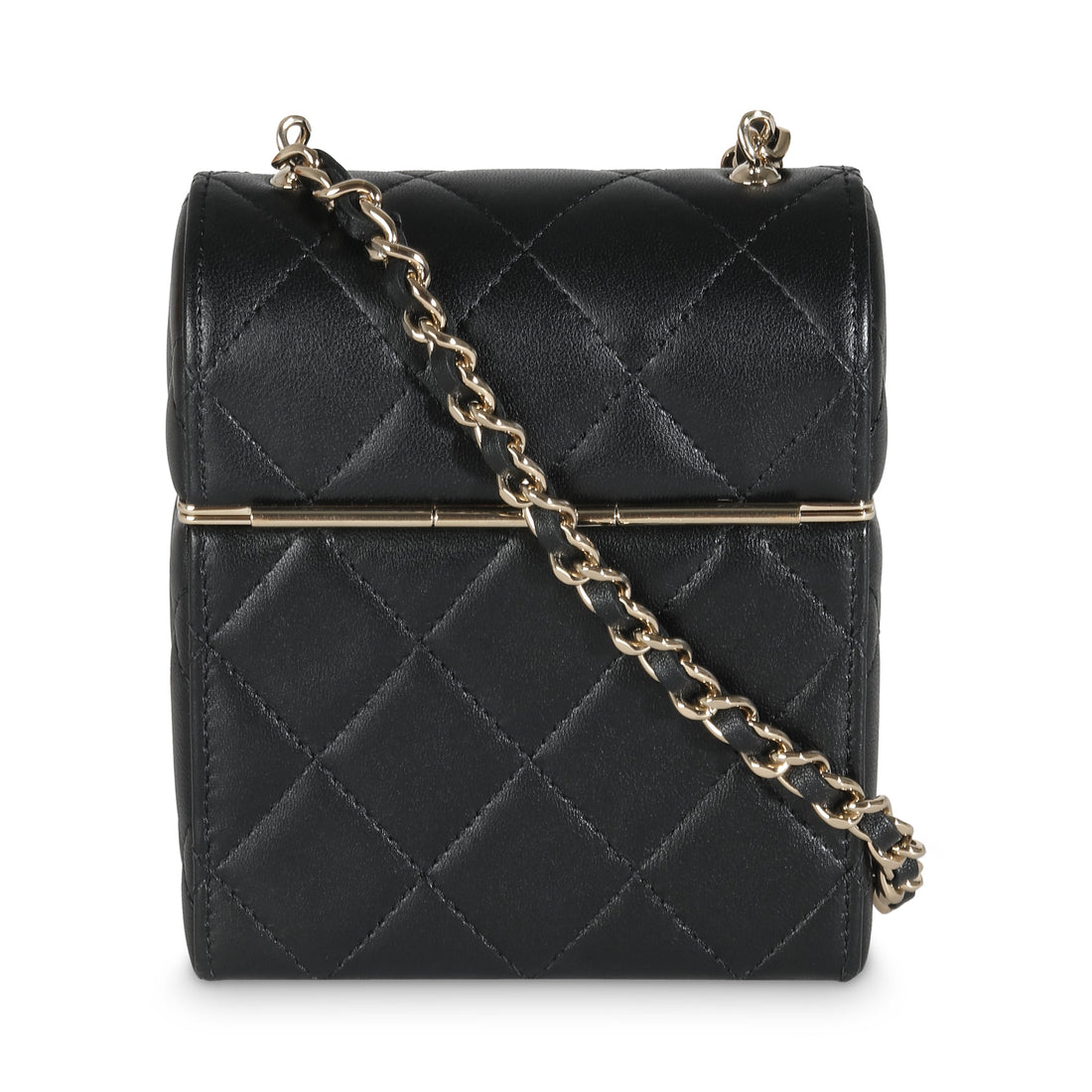 CHANEL 23C Black Quilted Lambskin Box Chain Vanity