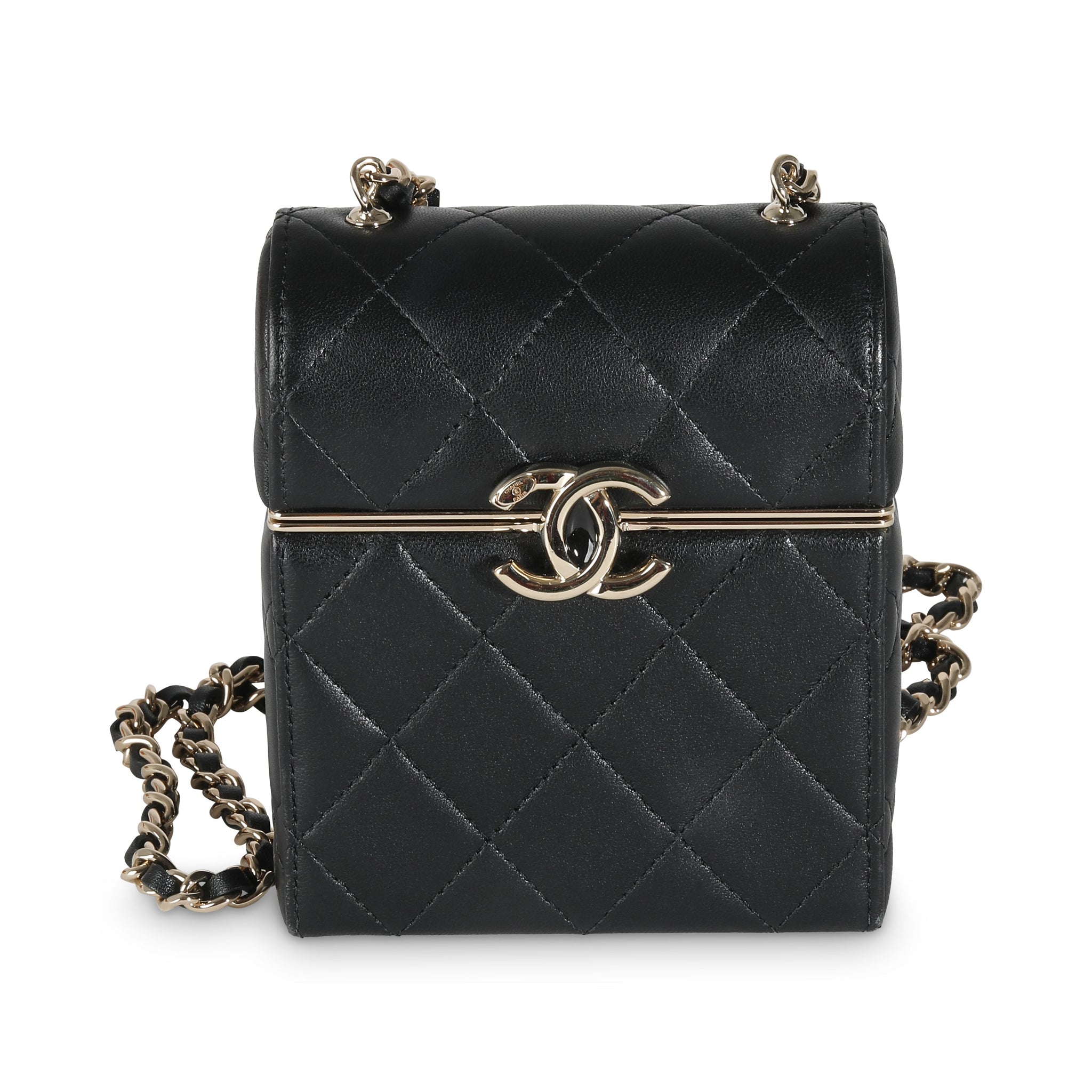 CHANEL 23C Black Quilted Lambskin Box Chain Vanity