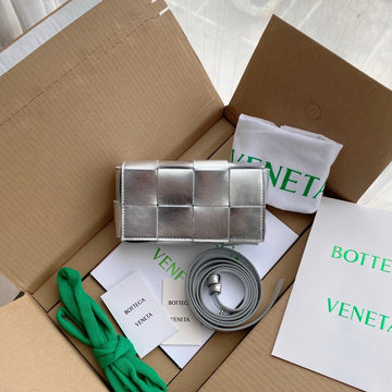 BV Mini Cassette Crossbody Bag Silver, For Womtlm, Bags 6.9in/17.5cm