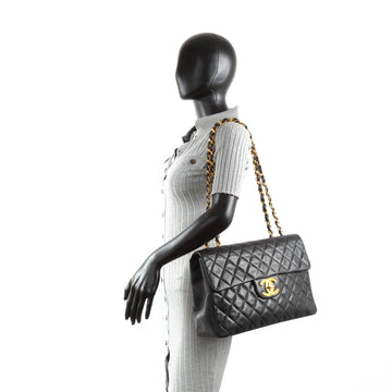 Chanel Vintage Classic Jumbo XL Single Flap - Black Lambskin w/Gold