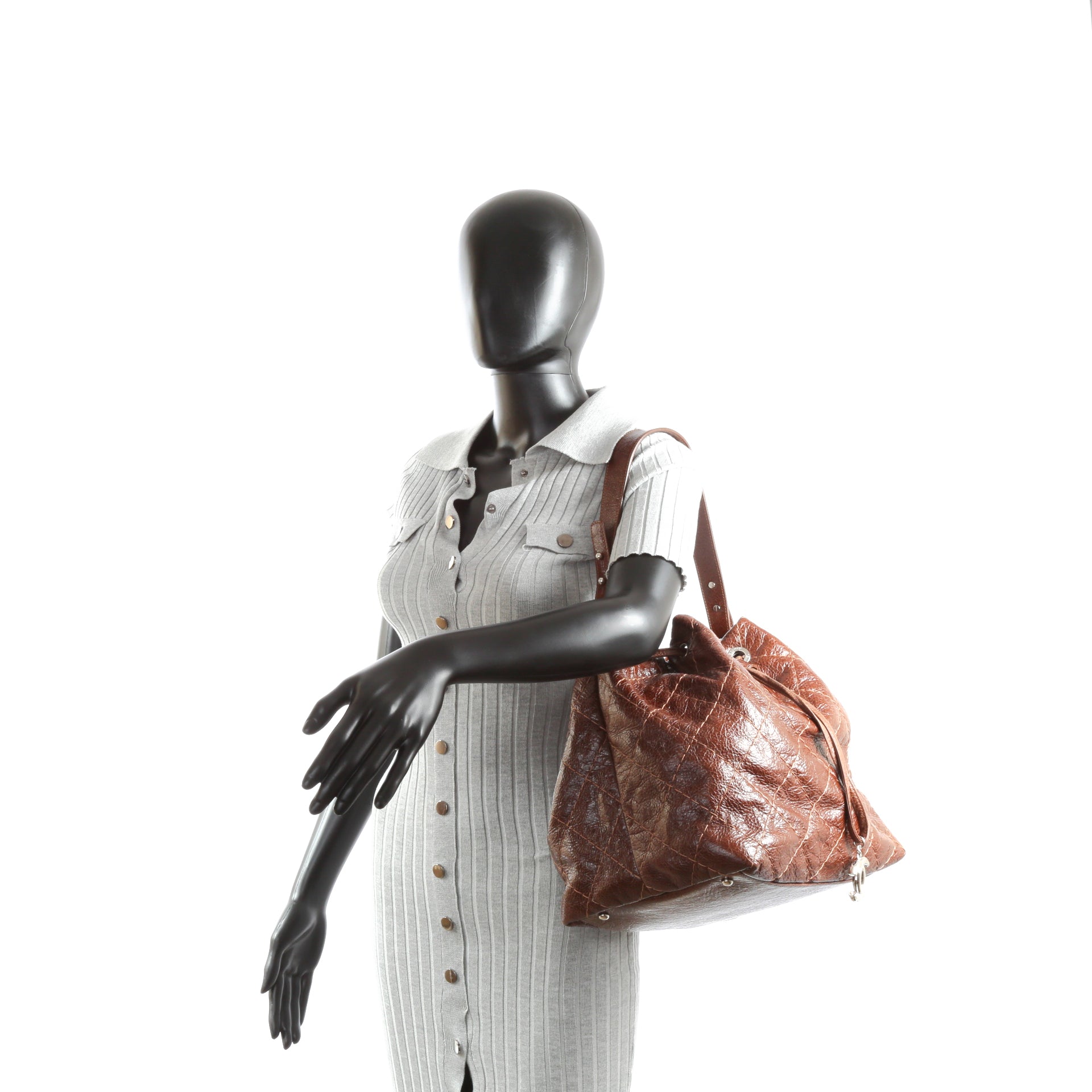 Chanel Drawstring Tote Quilted Crinkled Calfskin