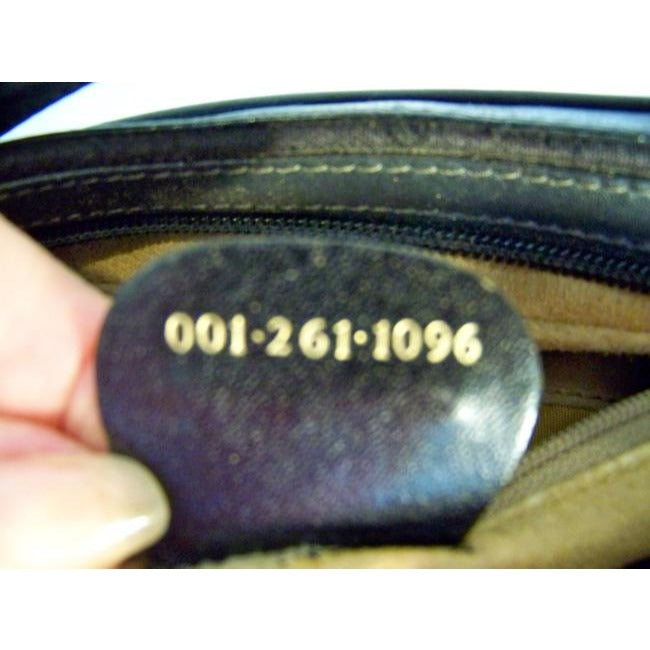 Gucci Vintage Black Canvas With Small G Logo Print And Black Leather