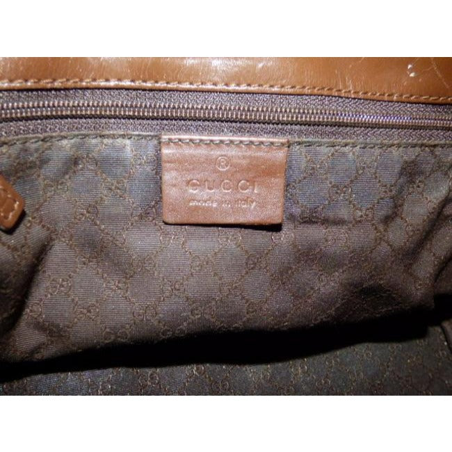 Gucci Tan Canvas and Brown Leather Jackie Bardot Style Hobo Shoulder Bag W Yellow & Brown Sherry Stripe & Chrome Hardware