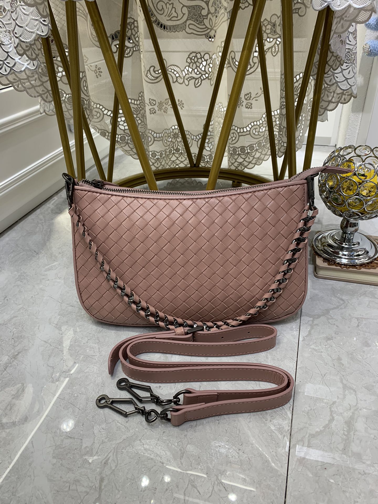 BV Crossbody Bag Pink, For Womtlm, Bags 9.4in/24cm